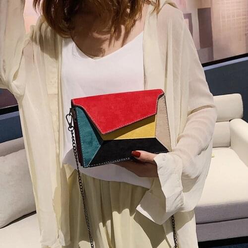 Womens Handbags 2021 New Luxury Simple Womens Hit Color Sanding Single Shoulder Chain Handbags Ladies All-Match Messenger Bag