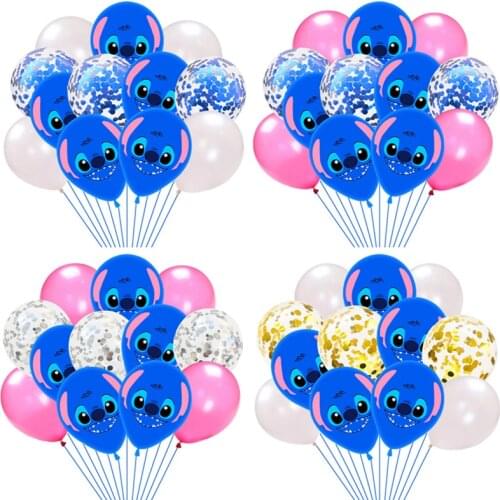 10 / 15pcs Disney Lilo&Stitch series Stitch Sequin latex balloon Childrens birthday party decoration decoration Balloon toy