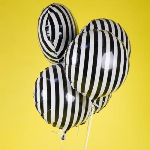 5pcs 18inch Fashion Black White stripe Foil Balloon Helium Air Ball Wedding Party Birthday Party Baby Shower Decoration Globos