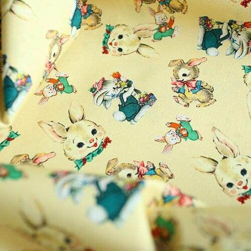 50x140CM Cartoon Lovely Rabbit Print 100% Cotton Fabric for DIY Children Dress Sewing Handmade Accessories DIY Material