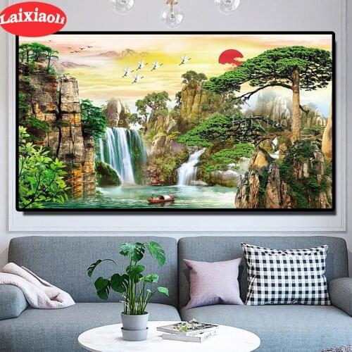 5d Diy diamond painting Welcome to Songshan Waterfall full picture drill diamond embroidery rhinestone painting mosaic art decor