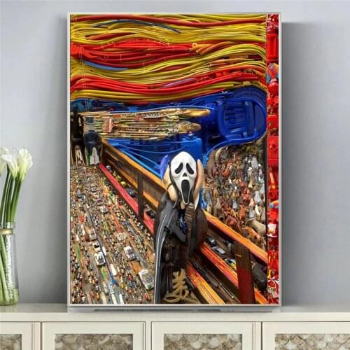Abstract Graffiti Street Art Edvard Munch Scream Shout Canvas Painting Famous Posters and Prints Wall Art Picture for Room