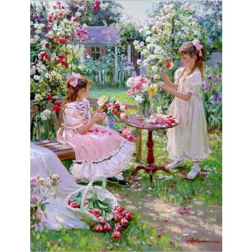 Garden abstract girl 5D diy diamond painting Full Square Round Drill mosaic embroidery sale needlework home decoration AA2779