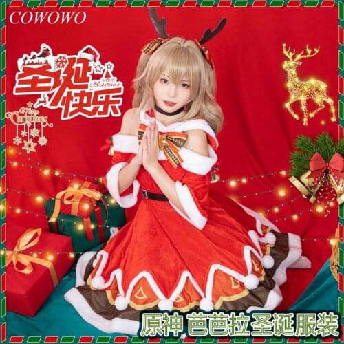 Anime! Genshin Impact Barbara Game Suit Dress Elegant Uniform Cosplay Costume Christmas Carnival Role Play Outfit Women 2021 NEW