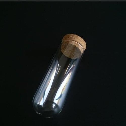 Free Shipping 4sets/pack 3.7*10cm Small Size Cork Base Glass Dome Dry Flower Storage Bottle DIY Tube Shaped Cover Vase
