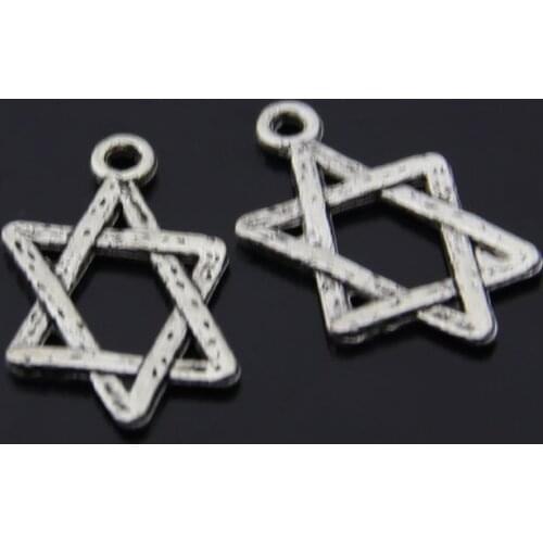 Free Shipping 50pcs/lot wholesale tibetan silver star of david charm pendant 12*22mm for jewelry making craft DIY