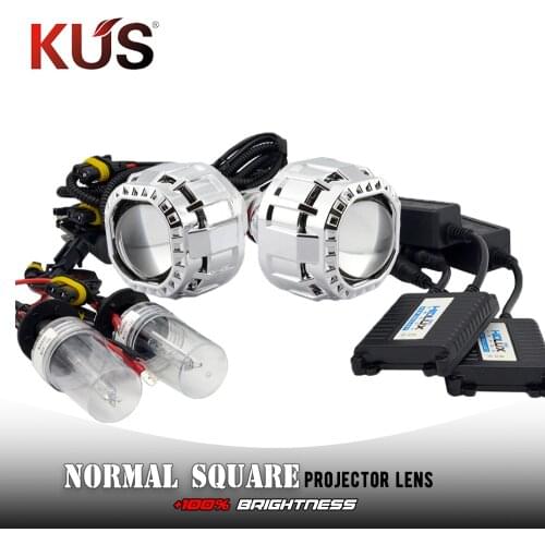 2.5 Inch Mini Bixenon Projector Square Shrouds Mask Hid H1 Xenon Kit Coversion Set For Headlights Retrofit DIY H4 H7 Car Model