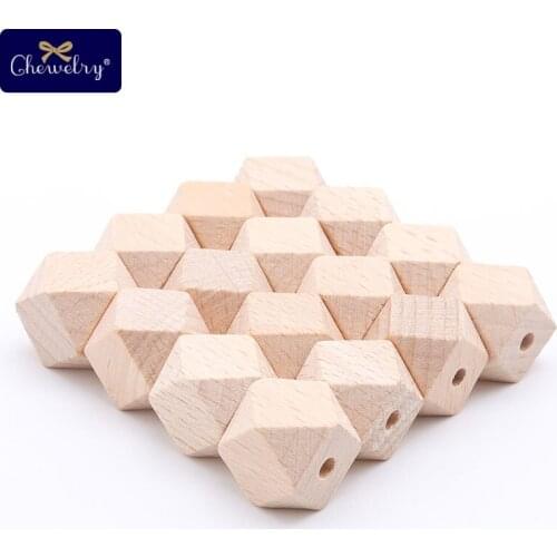 20PC 30mm Wooden Teether Baby Hexagon Beads BPA Free DIY Jewelry Nursing Necklace Bracelet Pacifier Chain For Kids Product Toys