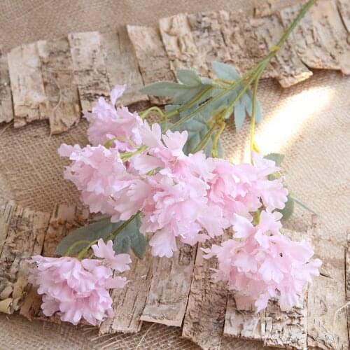 5pcs/lot Simulation 6 Heads hydrangea silk flowers fake flowers Diy Wreath background wall wedding decoration home decoration