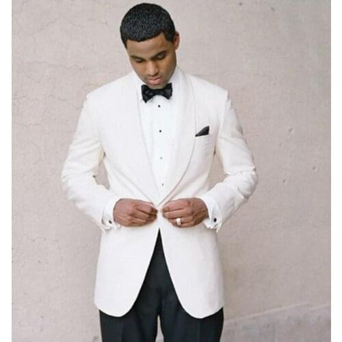 Custom Made White Wedding Suits for Men Slim Fit Groom Tuxedo Peaked Lapel Groomsmen Suits Blazers Jacket Pants 2Piece Costume