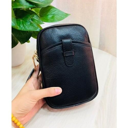 Famous brand design Mobile phone bag Mini wild hanging neck bag shoulder Messenger bag girl genuine leather cell phone pocket