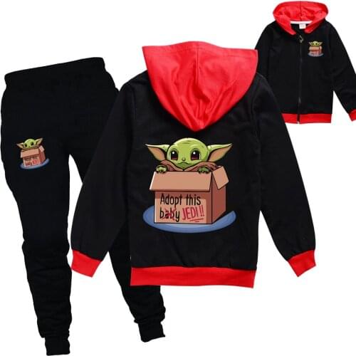Mandalorian Baby Yoda Boys Clothing Sets Children Fashion Hoodies And Pant Set Kids Clothing Spring Autumn Sports Suit Tracksuit