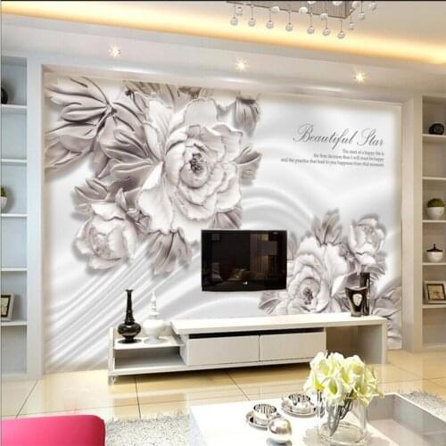 Beibehang Beautiful Romantic Floral Embossed Background Wall Customized Large Wallpaper Eco Wallpaper papel de parede