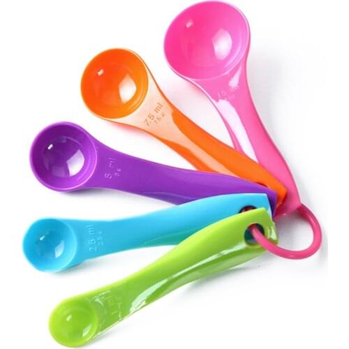 5Pcs/set Measuring Cups Graduated Kitchen Measuring Tools Plastic Household Meaurement Spoons