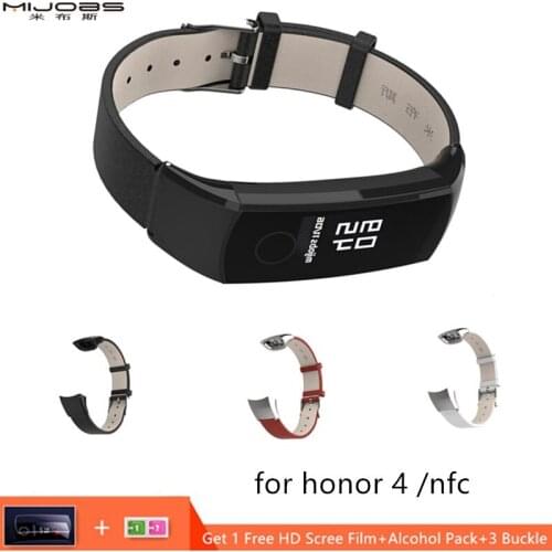 Mijobs for Huawei Honor Band 4 Leather Strap Smart Watch Wrist Band Strap for Honor 4 Smart Bracelet Wristband Strap Accessories
