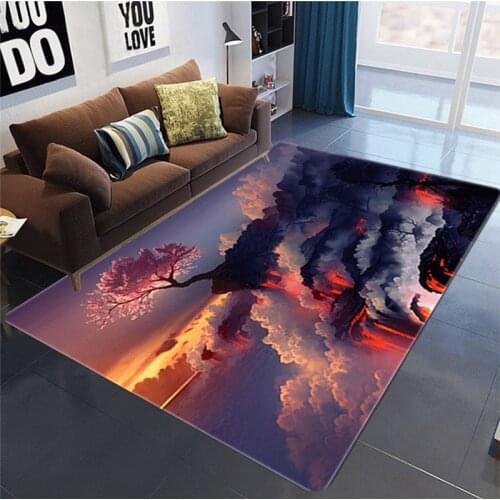 Fashionable and simple 3D printing family living room comfortable bedroom with custom rectangular carpet