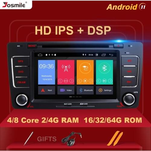 8 Core 4GB 64G 2 Din Android 11 Car Radio DVD Player For Skoda Octavia 2 3 A 5 A5 Yeti GPS Navigation Multimedia stereo DSP