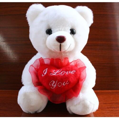 22cm Heart Teddy Bear Stuffed Animals Plush Toy Cute Teddy Dolls for Baby Gift Christmas Kids Soft I Love You Bears with Bowknot