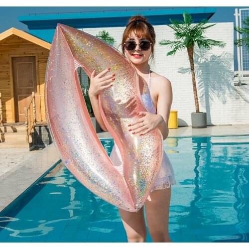 Mouth Swimming Ring Small Inflatable Sequin Rose Gold Lip Floating Row Summer Pool Swim Accessories Outdoor круг для плавания