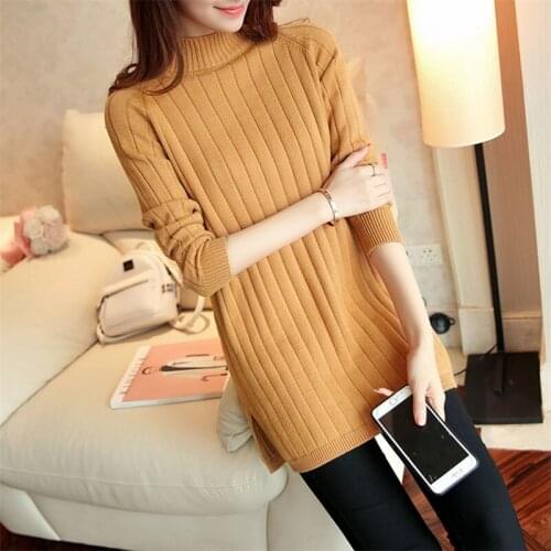 New 2021 Women Autumn Half turtleneck Long sleeve Knitting Sweater Pullovers Tops Casual Warm Female Knitwear Sueter feminino