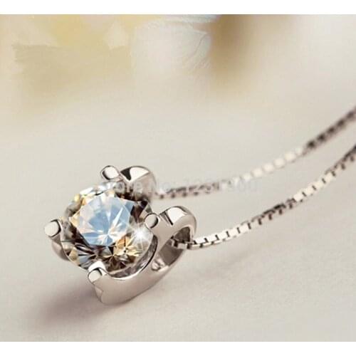 New Fashion Womens Sterling Silver Zircon Pendant Necklace ,High Quality Zirconia 925 sterling silver Necklace length 45cm