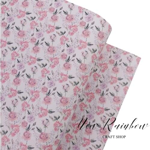 New Rainbow 30x138cm Magic Flower Pu Printed Faux Artisan Leatherette Bow Making Material, DIY Crafts, earrings, home decor use