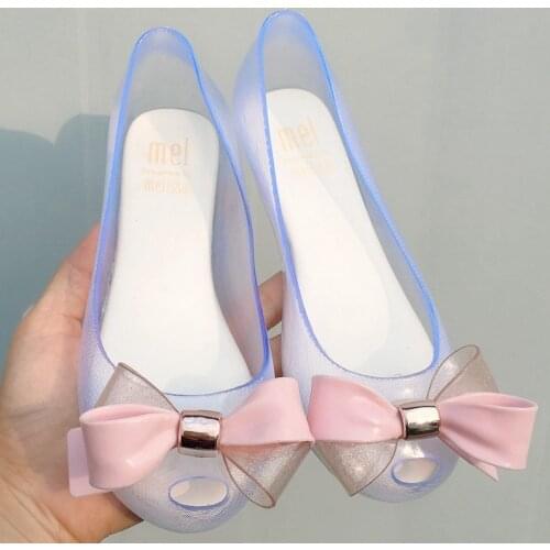 New Style Bowknot Candy Shoes Big girl Melissa Jelly shoes Childrens fashion Summer PVC soft princess shoes party MN037