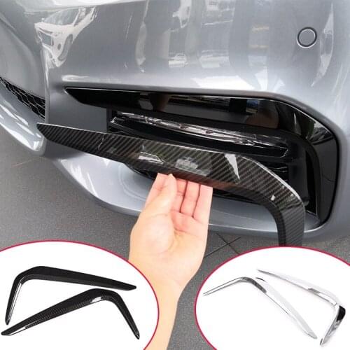 Carbon Fiber Style ABS Car Front Fog Decoration Strips Trim For BMW New 5 Series G30 530liM 2017-2018 Car Accessories 2pcs/set