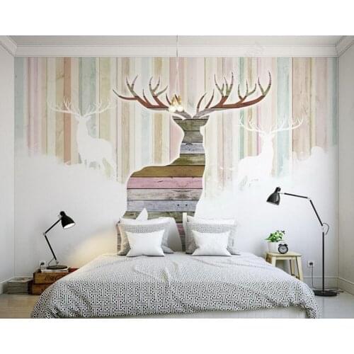 Custom 3D murals,Striped background,retro elk wallpaper,living room sofa TV wall children room warm color papel de parede