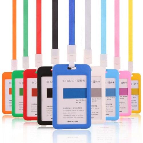 ID Card Holder Lanyard Badge Holder Name Identification Sleeve Dual Clear Business Exhibit Office school strap Neck Hang