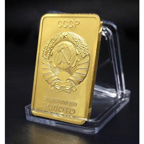 Russia USSR National Emblem CCCP 30 Gramm 999 Gold Plated Bullion Bar Russia Map Souvenir Metal Medallion Coin Collection