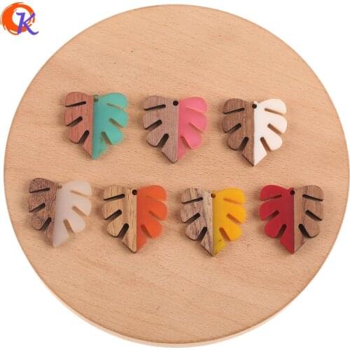 Cordial Design 30Pcs 28*30MM Jewelry Accessories/DIY Earrings Making/Leaf Shape/Natural Wood & Resin/Hand Made/Earring Findings