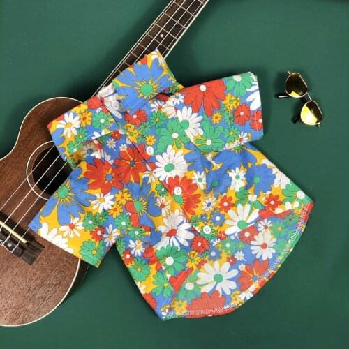 Sprint Dog Pet Clothes for Small Dogs Pets Clothing Sunflower Printing French Bulldog Hawaiian Shirt for Pug Cool Costume S-2XL