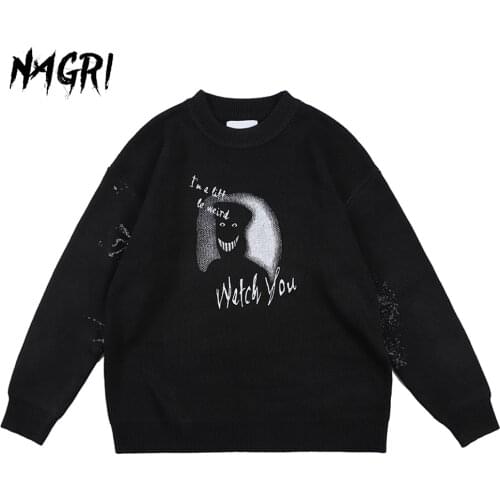 Sweater Crewneck Hombre Cartoon Print Winter Oversized Hip Hop Streetwear Sweater Knitted Men Women Pullover Jumper Casual Tops