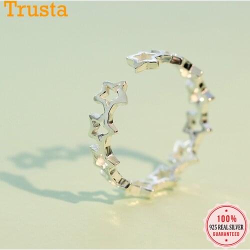Trusta 2018 New 100% 925 Sterling Silver Fashion Women Cute Star Rings Size 5 6 7 Wonderful Gift For Girls Kids Ladys DS389