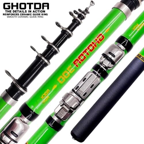 GHOTDA Telescopic Rock Fishing Rod Spinning Fly Carp Feeder Carbon Fiber Pesca 3M 2.7M 2.4M 2.1M 1.8M 1.5M Mini travel Rod Reel