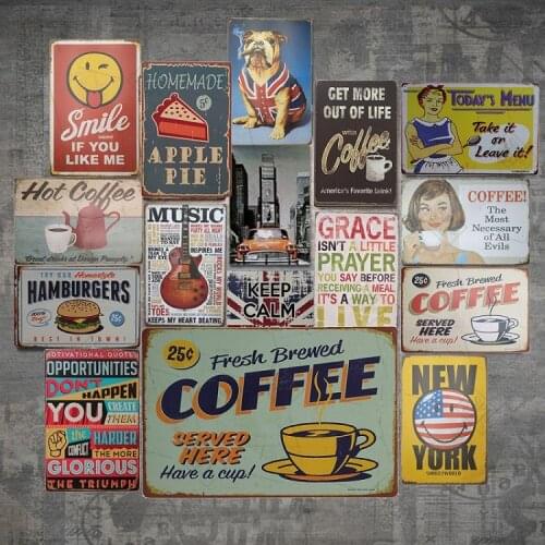 Premium Coffee Vintage Metal Tin Sign Poster Plaque Bar Pub Club Cafe Home Plate Wall Decor Art Sign Poster Bar Home Decoration