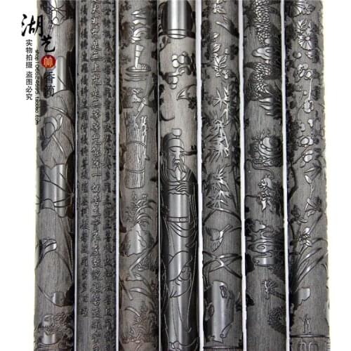 High grade ebony woodcarvings chrysanthemum patterns long joss stick cone incense tube bamboo crafts wholesale