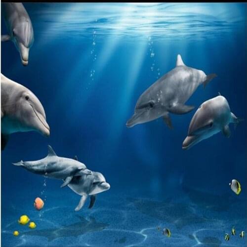 Wellyu Customized large - scale murals beautiful underwater world dolphin 3D sea TV background wall non - woven wallpaper