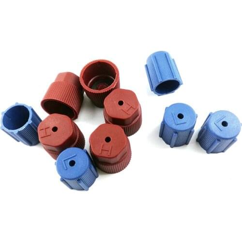10Pcs Car A/C System Charging Port Service Cap R134a High Low Side Valve Adapter Dust Cap Red Blue Car Air Conditioning