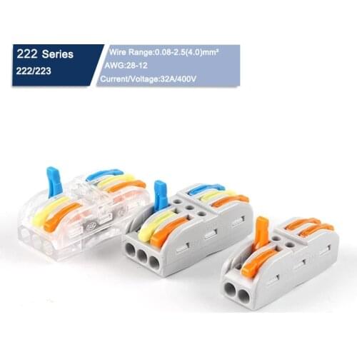10PCS SPL 222 223 Wire Connector Electric Cable Led Strip Conector Fast Universal Compact Wiring Conductors Push-in Terminal