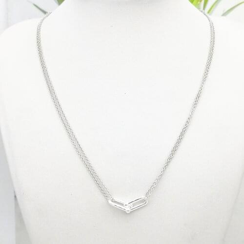 100% pure silver ms classic golden rose gold U letter heart-shaped pendant necklace couples personality fashion accessories