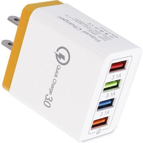 4 USB Port Colorful Charger Travel Charging Head Induction Charger USB Quick Mobile Phone Charger Phone Adapter