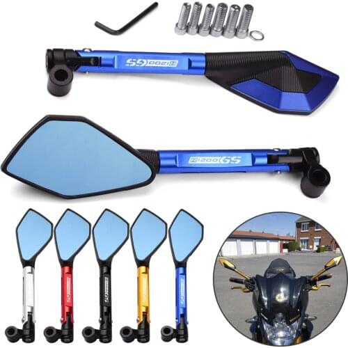 CNC Aluminum Motorcycle Side Mirrors Motorbike Bluish Reverse Mirrors For BMW R1200GS R 1200GS R 1200 GS 2014-2021 2015 2016