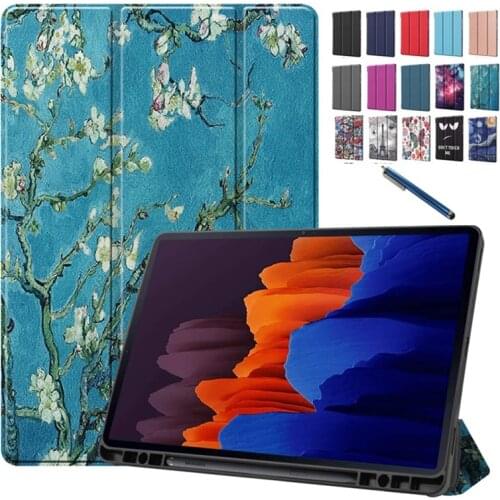 For Samsung Galaxy Tab S7 Plus S7 FE 12.4'' 2021 Tablet Case Pencil Holder for Tab S7 Plus S7 FE Case Cover SM-T970 T730 T736