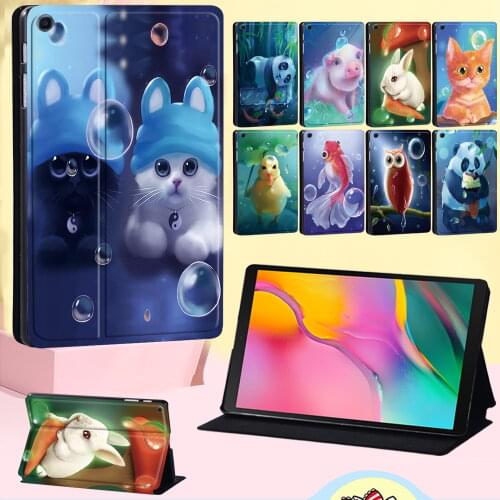 Flip Protective Case for Samsung Galaxy Tab A 10.1 2019/TabA 8.0"/9.7"/10.5"/S5E/S6 Lite Animal Pattern Leather Stand Cover Case