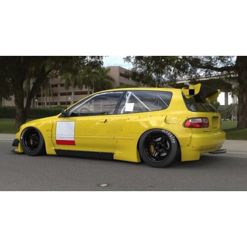 FRP Fiber Glass Rear Spats Addon 2Pcs Fit For 1992-1995 Civic Hatchback (EG) PD RB Style Rear Bumper Spats