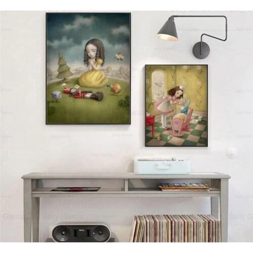 Fantasy Wonderland Art Wallpaper Girl Poster Canvas Painting Cartoon Craft Print Picture for Home Kids Room Decoration