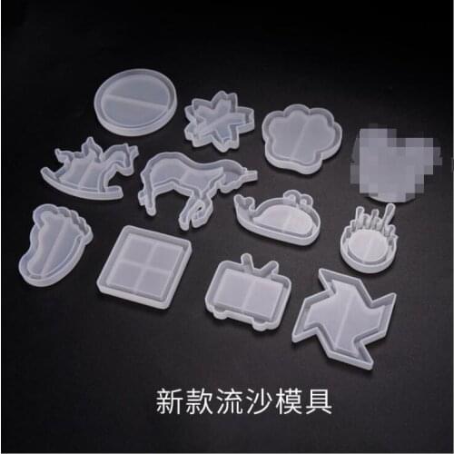 New Whale unicorn Small footed wooden horse windmill Water Injection Hollow quicksand molds for DIY Jewelry Making resin molds