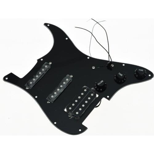 KAISH Black 3 Ply Prewired Loaded Strat HSS Pickguard for Squier Import Stratocaster